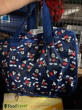 Navy Mickey Mouse Print Tote Bag